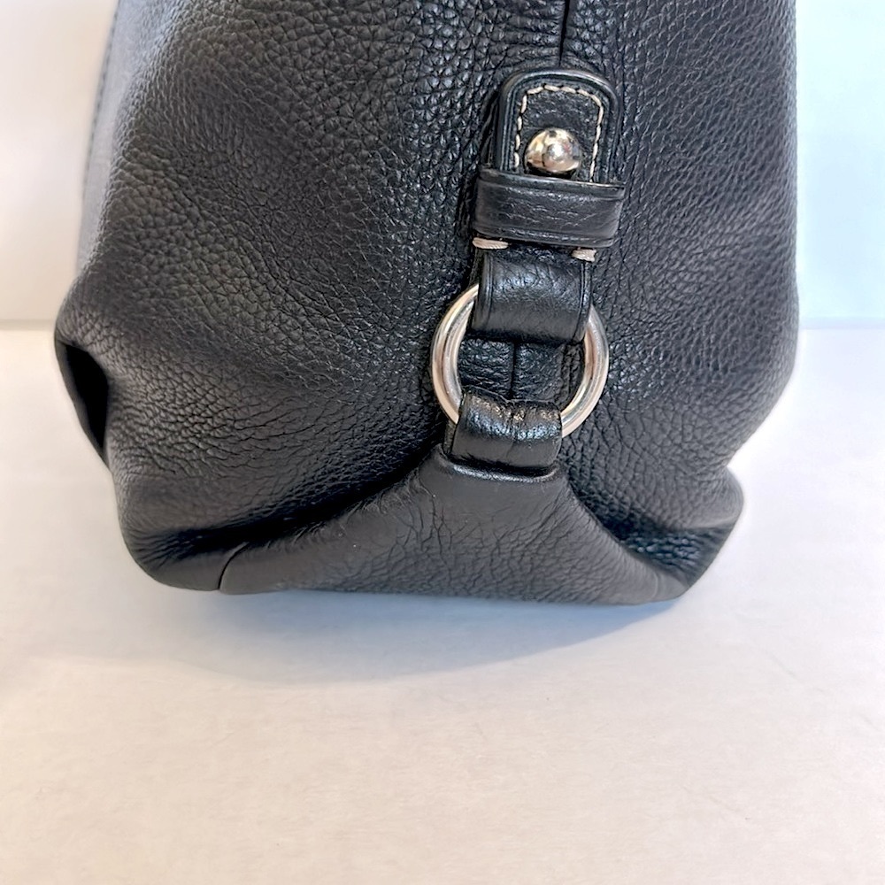 Coach pebbled leather crossbody black with silver hardware blue lining EUC - Picture 2 of 13
